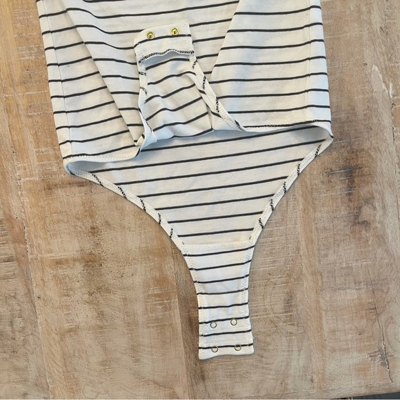 J. Crew Black and White Striped Off the Shoulder Ruffled Bodysuit - Picture 6 of 10